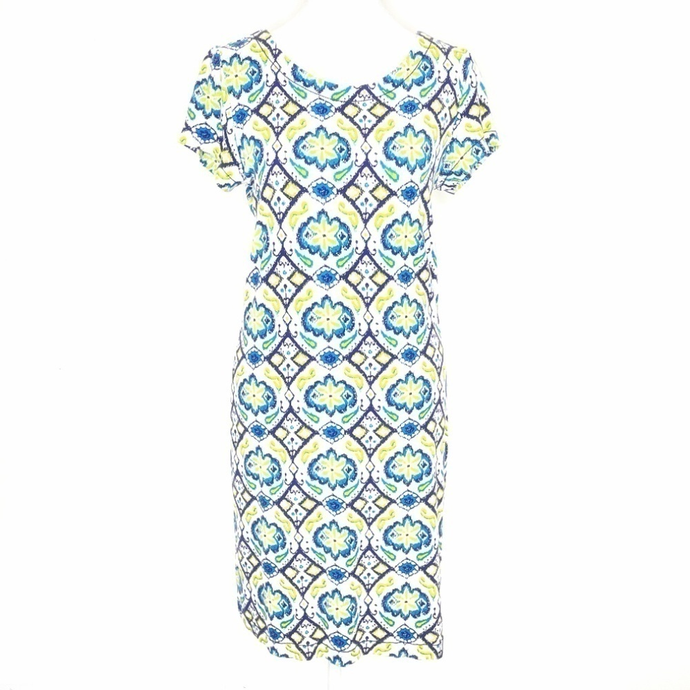 Hatley Nellie Short Sleeve Mini Mixed Flower Dot Print Zip Back Stretch Dress